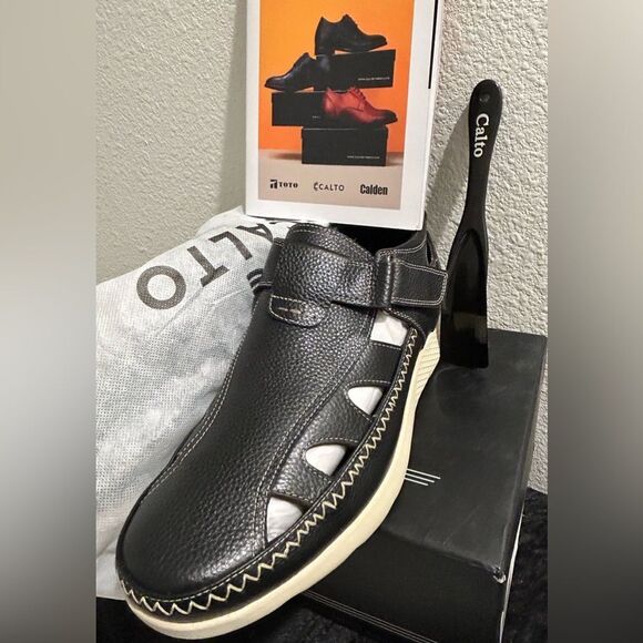 CALTO - K2132 - 2.8 Inches Taller (Black) Fisherman Sandal Size 7.5 NIB main image 12